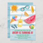 Amusement d'été au soleil Anniversaire Invitation (Devant / Derrière)