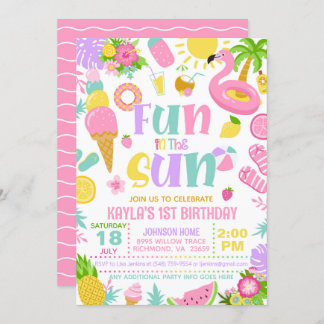 Amusement d'été au soleil Anniversaire Invitation