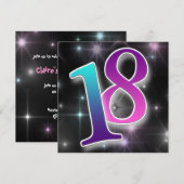 Amusement et 18ème invitation colorée de fête (Devant / Derrière)