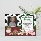 Amusement Farm Kids Photo Invitation d'anniversair (Debout devant)