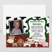 Amusement Farm Kids Photo Invitation d'anniversair (Devant / Derrière)