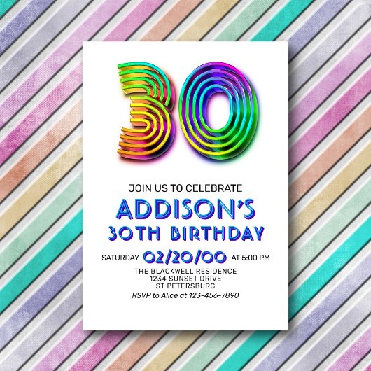 Amusement moderne 30e anniversaire Invitation