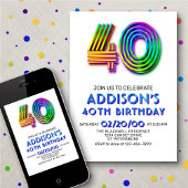 Amusement moderne 40e anniversaire Invitation