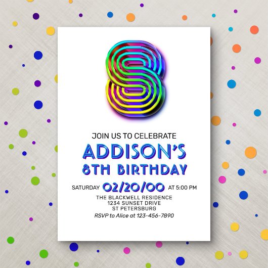 Amusement moderne 8e anniversaire Invitation