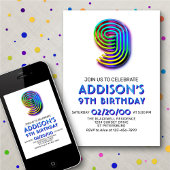 Amusement moderne 9e anniversaire Invitation