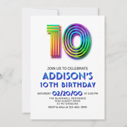 Amusement moderne Invitation 10e anniversaire (Devant)
