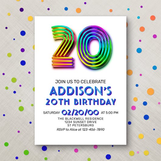 Amusement moderne Invitation 20e anniversaire