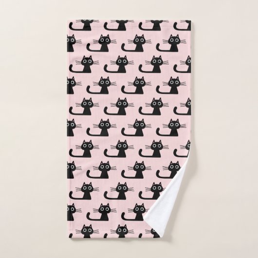 Amusement noir original du chat | de Kitty modelé (Serviette à main)