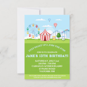 Amusement Park Anniversaire Fête Invitation