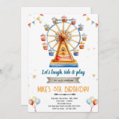 Amusement Park Birthday Invitation  (Devant / Derrière)