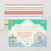 Amusement Park Birthday Party Invitation Kaart (Voorkant / Achterkant)