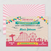 Amusement Park Funfair Carnival Birthday Invite Kaart (Voorkant / Achterkant)