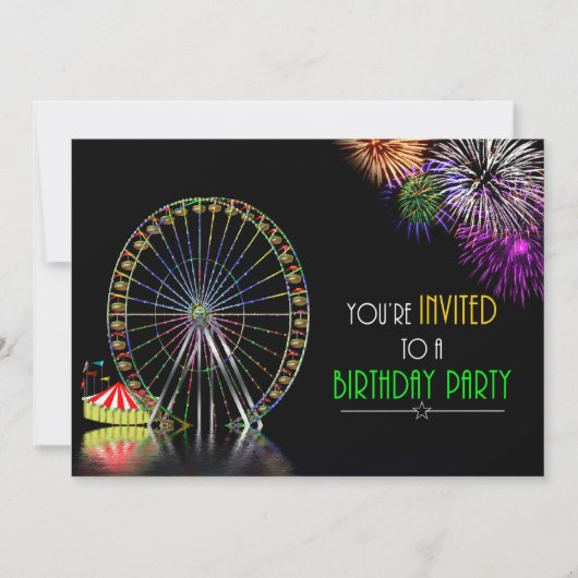 AMUSEMENT PARK THÈME ANNIVERSAIRE INVITATION (Devant)