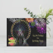 AMUSEMENT PARK THEME BIRTHDAY INVITATION KAART (Staand voorkant)