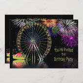AMUSEMENT PARK THEME BIRTHDAY INVITATION KAART (Voorkant / Achterkant)