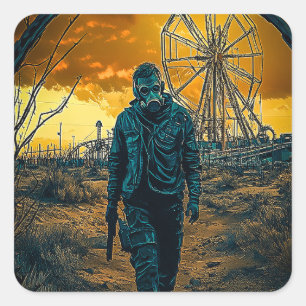 Amusementpark Vierkante Sticker