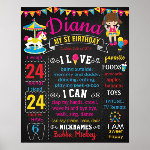 Amusementspark Carrousel Carnival Birthday board Poster