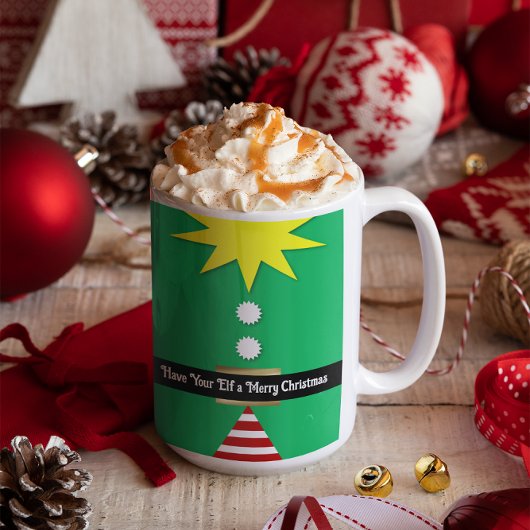 Amusez votre elfe dans une jolie tasse de Noël