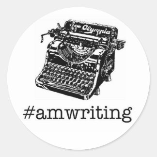 #amwriting ronde sticker