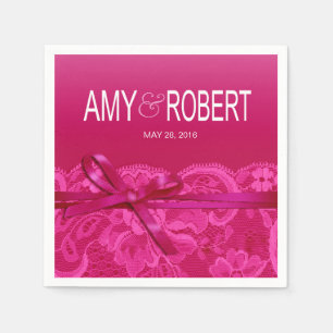 Amy Bows Ribbon & Lace Wedding Fuschia Servet
