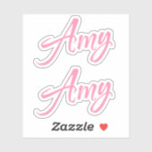 Amy Decoratieve Naam in Roze x2 Sticker (Vel)