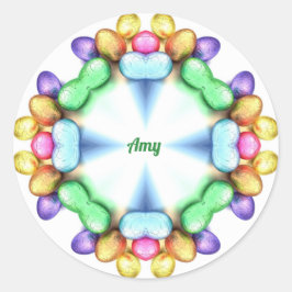 AMY ~ EENVOUDIGER WOW!  eitjes voor paasschenken ~ Ronde Sticker