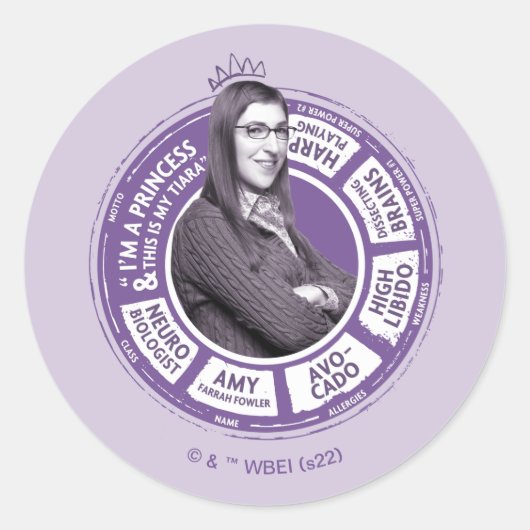 Amy Farrah Fowler Info Grafisch Ronde Sticker (Voorkant)