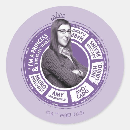 Amy Farrah Fowler Info Grafisch Ronde Sticker (Voorkant)