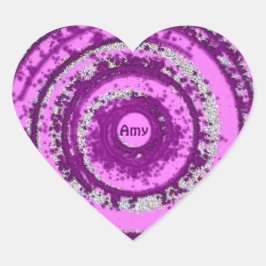 AMY ~ Paarse en zilveren patroon ~ Gepersonaliseer Hart Sticker