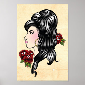 Amy Traditioneel Tattoo afdrukken Poster