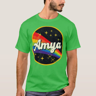 Amya regenboog in ruimte  grunge stijl t-shirt
