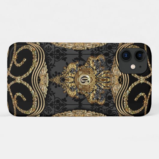 Amymica Damask Monogram Case-Mate iPhone Case (Achterkant (horizontaal))