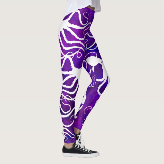 Amy's Octopus White op Paars - Leggings (Rechts)