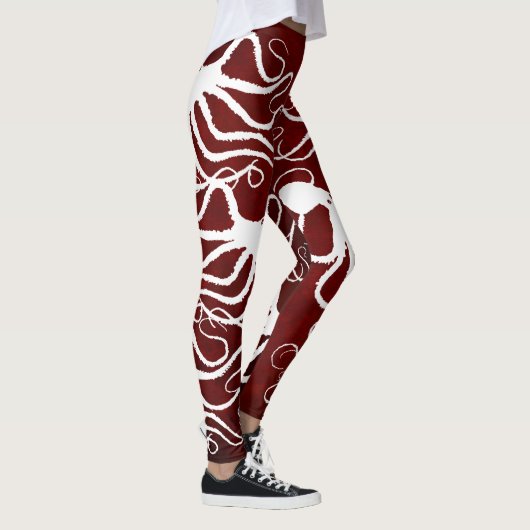 Amy's Octopus White op rood - Leggings (Rechts)