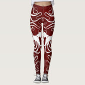 Amy's Octopus White op rood - Leggings (Voorkant)