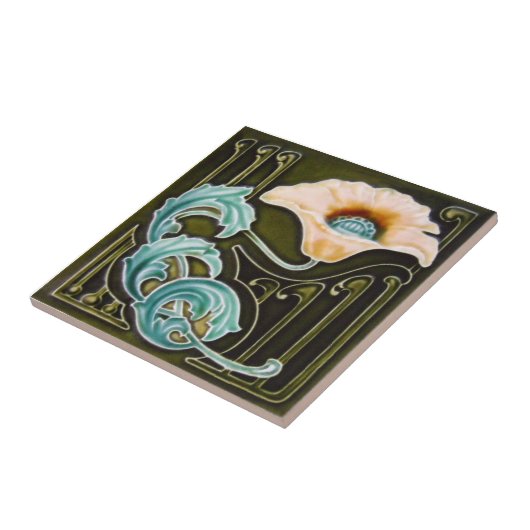 AN124 Art Nouveau Reproduction Antiek Tile Tegeltje (Zijkant)