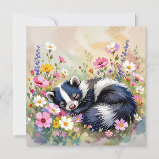 An Adorable Skunk Napping in Flowers (Voorkant)