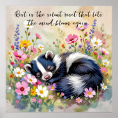 An Adorable Skunk Napping in Flowers and Quote Poster (Voorkant)