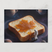 An astronaut with a breakfast maple syrup bread briefkaart (Voorkant)