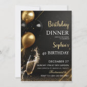 An elegant black birthday invitation (Devant)