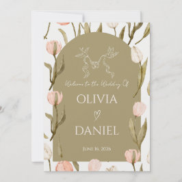 An elegant wedding invitation in olive green