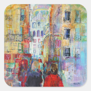 An Evening Walk to Sacre Coeur Vierkante Sticker