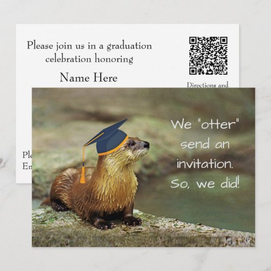 An Otter Graduation Party Invitation Card (Devant / Derrière)