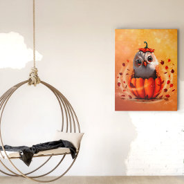 An Owl's Echo: Autumn's Guardian Imitatie Canvas Print