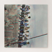 Anaglyph 3D Photo- Lunch atop Skyscraper New York Legpuzzel (Horizontaal)