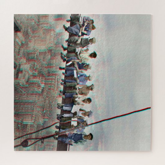 Anaglyph 3D Photo- Lunch atop Skyscraper New York Legpuzzel (Horizontaal)