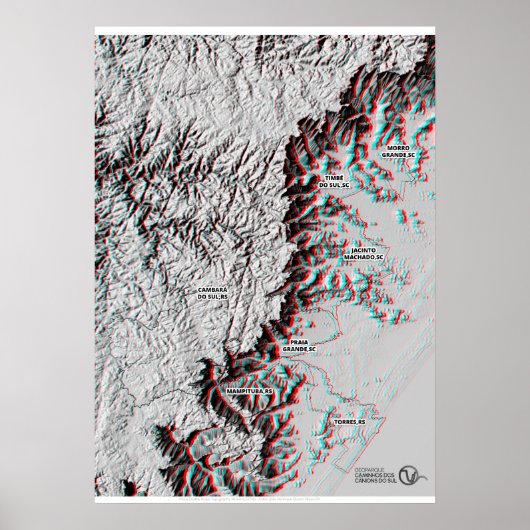 Anaglyph Map - Geopark-gebruik 3D-bril Poster (Voorkant)