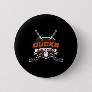 Anaheim Ducks Hockeysticks Wit Officieel Gelicensi Ronde Button 5,7 Cm
