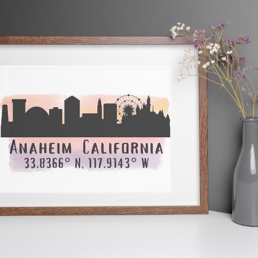 Anaheim Skyline Latitude en Longitude Poster