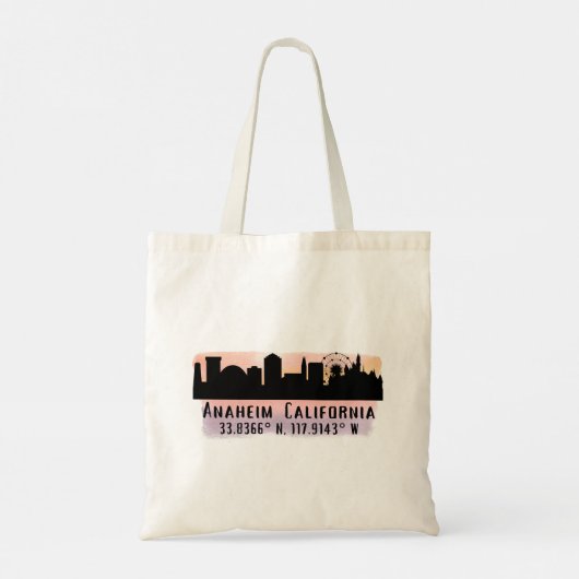 Anaheim Skyline Latitude en Longitude Tote Bag (Achterkant)